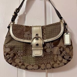 Coach Brown and Gold Shoulder Bag